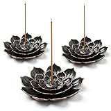 GARMOLY 3 Pack Brass Lotus Incense Holder, Incense Sticks Burner, Incense Ash Catcher