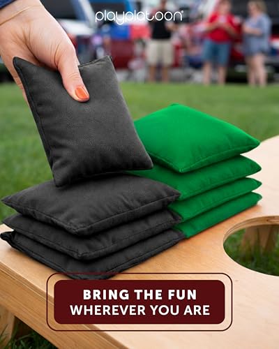 Image of Play Platoon Cornhole Bags Weather Resistant- Set of 8 Regulation Bean Bags for Tossing- Official Professional Size & Weight Corn Hole Bags Two Color All Weather Cornhole Beans Bag Set with Tote Bag