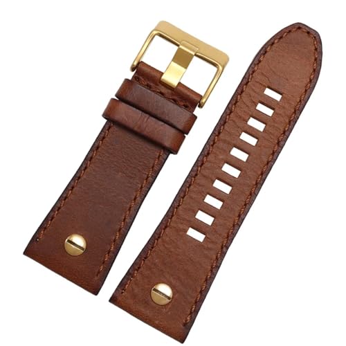Bracelet de montre de 28 mm en cuir marron pour un style casual et chic au travail
