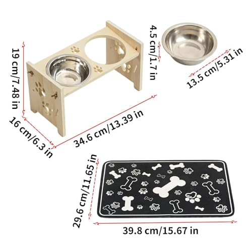 Abreuvoir réglable en bois avec protections pour chien et chat