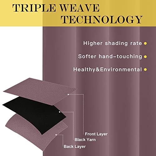 NICETOWN Room Divider Curtain 132 Inches Long, Wide Blackout Sliding Door Curtain for Bedroom, Room Darkening Privacy Window Covering for Patio Door (1 Panel Set, Dry Rose, 80 x 132 Inch)