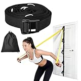 DRERIO Sangle d'ancrage de porte pour bandes de résistance, sangle d'ancrage de porte multi-boucle noire robuste avec sac de rangement, sangles de cheville pour la maison, entraînement de résistance, hommes, femmes