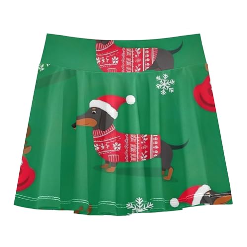 Joisal Dance Golf Athletic Shorts for Girls Skorts Toddler Tennis Skirts Flowy Skirt Christmas Dachshund Dogs Green 4t