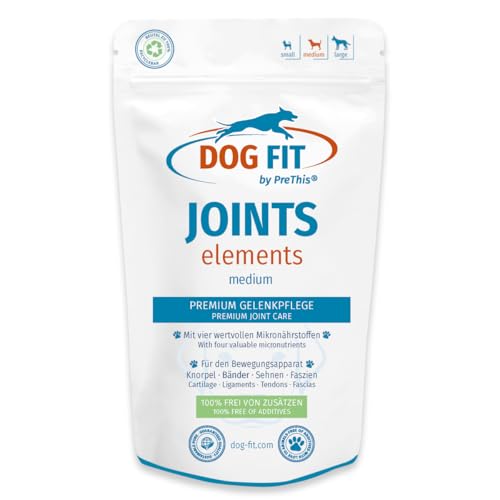 DOG FIT by PreThis® Joints Elements für Hunde I Mit Glucosamin, Chondroitin, MSM & Kollagen I Ohne künstliche Zusätze (medium 10-25 kg)