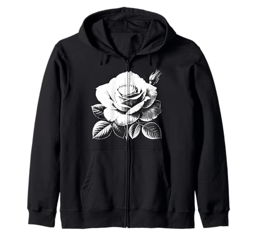 Rose White and Black Vintage Cool Urban Design Shapes Mania Zip Hoodie