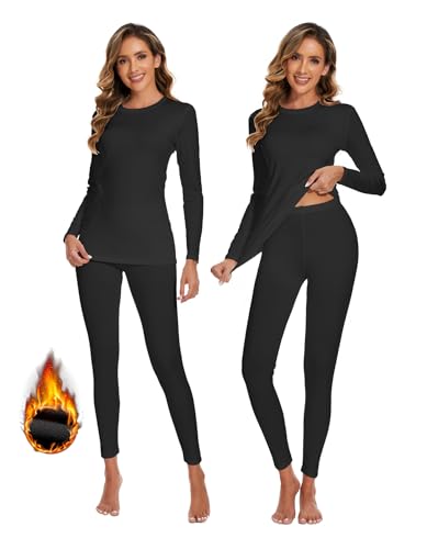 Image of YADIFEN Women Thermal Underwear Set,Long Johns for Women Base Layer with Fleece Lined Long Underwear Top Bottom Cold Weather