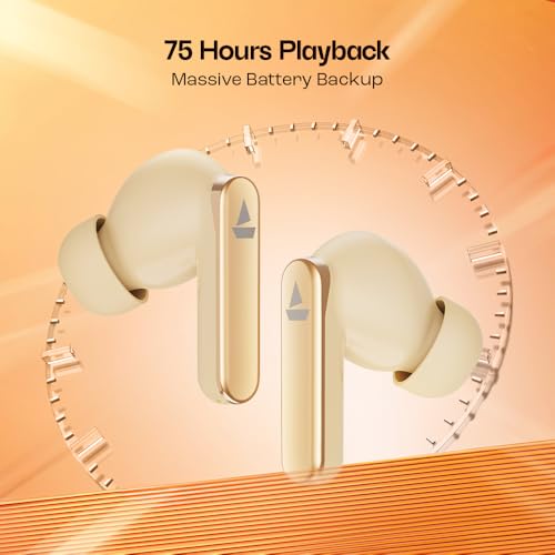 Image of Boat Airdopes 301, 75H Battery, 4Mics ENx, ASAP Charge,Low Latency, IPX5, Stream Ad Free Music via App Support, Bluetooth Earbuds, TWS Ear Buds Wireless Earphones with mic (Sunset Blush)