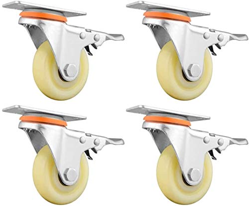 4ピース家具キャスターヘビーデューティーオフィスチェアスイベルチェアユニバーサルホイール、フラットベッドトラックトロリー業界方向性ホイール、アクセサリーをブレーキ家具に交換(色:C、サイズ:3インチ)