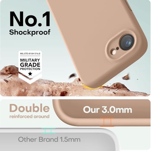 Image of LOVE 3000 Designed for iPhone 16e /17e Case, Premium Silicone with [Soft Anti-Scratch Microfiber Lining] Shockproof Protective Phone Case for Men Women Girls 6.1 inch, Light Brown