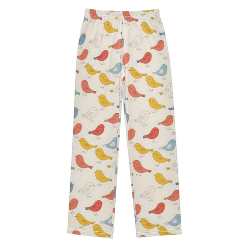 Cute Colorful Birds Pajamas Bottoms with Pockets Comfy Pjs Sleepwear Elastic Waistband Pajamas Pants Lounge Pants