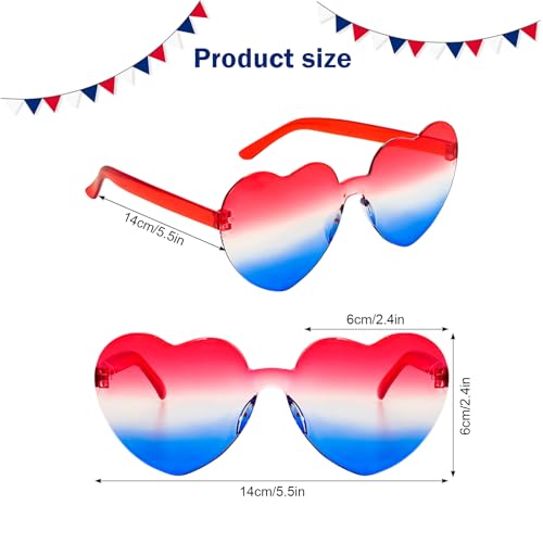 4 Pack Heart Shaped Sunglasses Heart Sunglasses for Women Men Rimless Cute Sun Glasses2