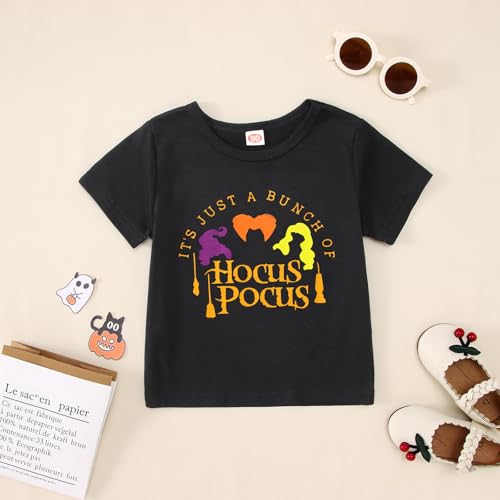 Toddler Baby Girl Halloween Outfits Hocus Pocus T-Shirts Short Sleeve Tees Stripes Bell Bottoms Pants Fall Clothes2