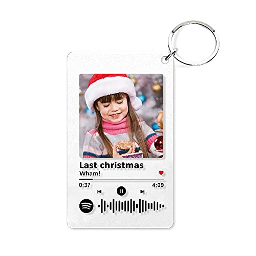 Llavero personalizado de Spotify con imagen, llavero de código de canción de música de Spotify escaneable, llavero personalizado de Spotify, placa de fotos, álbum de canciones acrílicas, regalo de