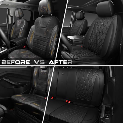 image for CAR PASS Leather Seat Covers Full Set, Luxury Seat Protector for Cars,