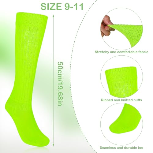 2 Pairs Women Slouch Socks Soft Scrunch Socks 80s Neon Long Stack Socks Thigh High Boot Scrunchie Socks Size 9-112
