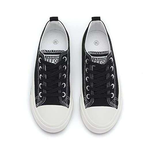 Dswed Boys Sneakers Little Kids Black Running Sport Canvas Shoes Girs Lightweight Breathable Shoes Low Top Casual Walking Shoes Size 12 #TOP5