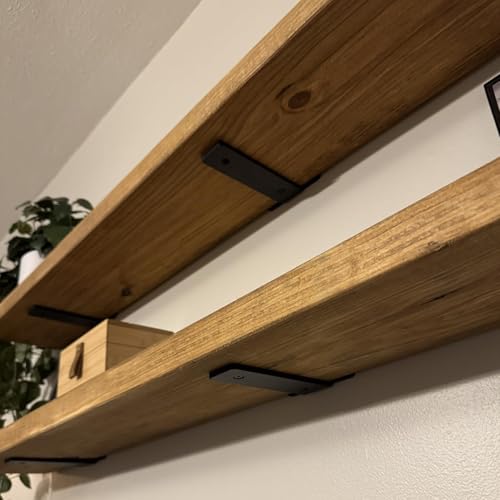 Support d'étagère robuste lot de 8 équerres 15 cm métal noir 5 mm - 6