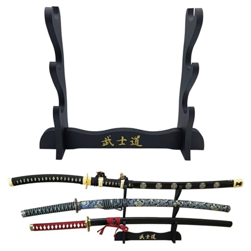 Shop SoftAir® Soporte expositor de madera para 3 Katanas de mesa o suelo