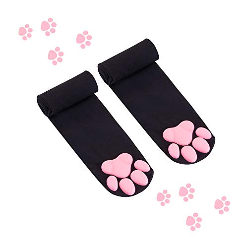 FreeNFond Cat Paw Pad Socks Thigh High Socks Pink Cute 3D Kitten Claw Stockings for Women Girls Cosplay (White, H) in Kenya | Leg Warmers & Hosiery