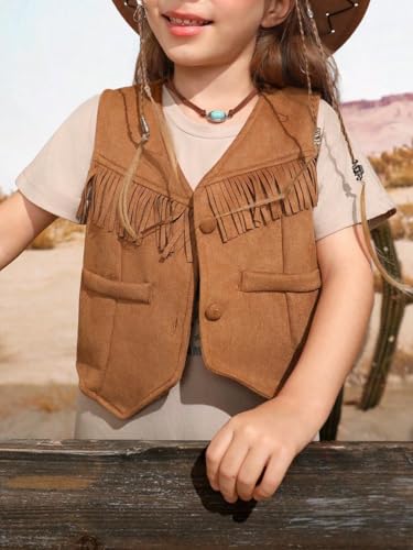 Verdusa Girl's Western Fringe Crop Vest 70s Hippie Boho Tassels Cowgirl Jacket3