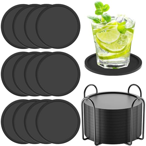 Opiniones de Posavasos los preferidos por los clientes. 49 ANNIEMOOM 12PCS Posavasos Antideslizantes para Mesa, Portavasos de Silicona con Soporte de Metal, Posavasos para Bebidas Protección para Mesa, Posavasos para Bar Hogar Restaurante...