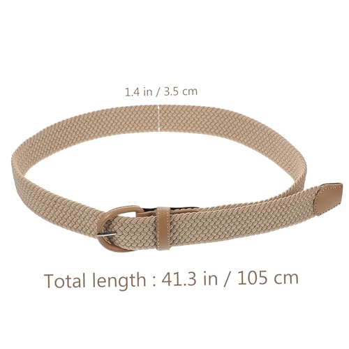 Elastic Woven Waist Belt for Women Stretchy Braided Dress Accessory Comfortable Fabric Cinch for Trousers and Dresses Beige Stylish Decorative Band for Parties and Daily Wear2