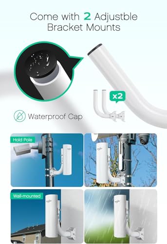 Wireless Bridge with 2 Bracket Mounts - 5.8G 5KM CPE355 300Mbps - 100/100Mbps LAN Port Point to Point Wireless Bridge Outdoor, WiFi Bridge for PTP/PTMP with 24V PoE and 14dBi, 2 Pack