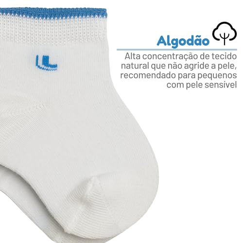 Kit 09 Pares de Meia Bebê Lupo Baby Algodão Infantil Unissex | 9 Branco (0901) | RN (0 a 4 Meses)