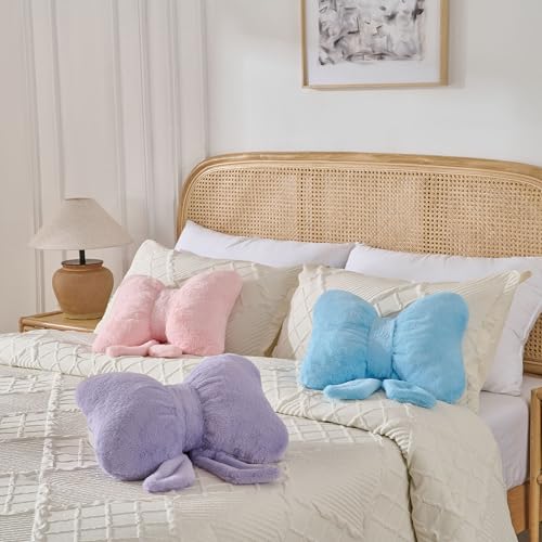 Image of Bow Pillow Cute Room Decor Throw Pillows Butterfly Shaped Decorative Cute Pillows for Bed Sofa Cute Home Decor,Blue 10 * 8inch