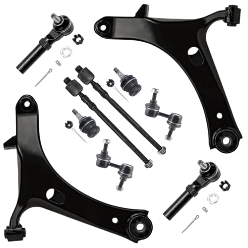 Image of Detroit Axle - 10pc Front End Control Arms Kit for 05-09 Subaru Outback Legacy, 2 Lower Control Arms 4 Tie Rod Ends 2 Sway Bars 2 Lower Ball Joints 2005 2006 2007 2008 2009 Replacement