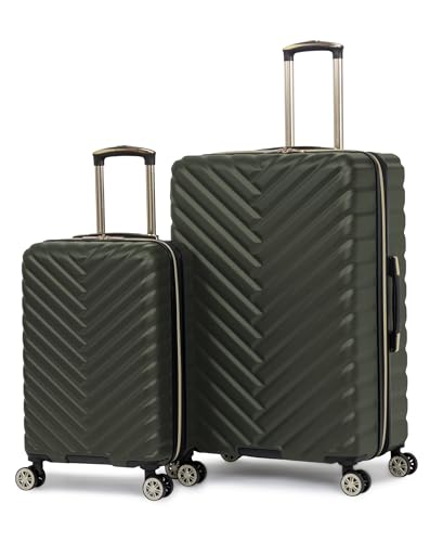 Image of Kenneth Cole REACTION Madison Square Lightweight Hardside Chevron Expandable Spinner Luggage, Olive, 2-Piece Set (20 inch & 28 inch), Kenneth Cole Reaction Women's Madison Square Hardside Chevron Expandable
