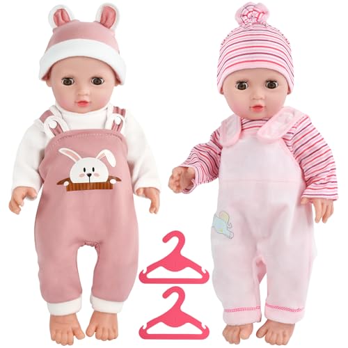 2 peças roupa para bonecas para bebé, conjunto de roupa de boneca, acessórios para bonecas com gorro calças de manga comprida cabide, roupa para bonecas bebé de 35 a 43 cm