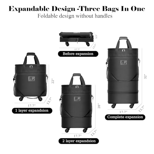 Suitcases with Wheels Expandable Luggage Bag Foldable Suitcase with 4 Universal Wheels Collapsible Rolling Travel Case (Coffee)2