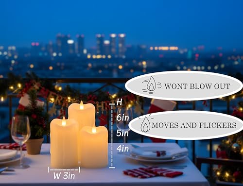 Image of Flameless Pillar Candles Flickering with Remote Timer, Battery Operated LED Candles Up to 400 Hours, 3D Moving Flame Real Wax Candles. (Ivory with Dripping Tear)