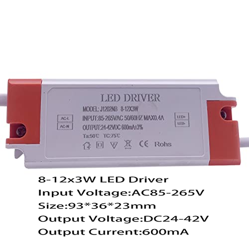 Image of LED Driver 300mA 600mA 900mA 1-3w 4-7w 8-12w 12-18w 18-25w 25-36w LED Constant Current Driver Power Unit Supply for LED Bulb Transformers (8-12x3W 600mA)