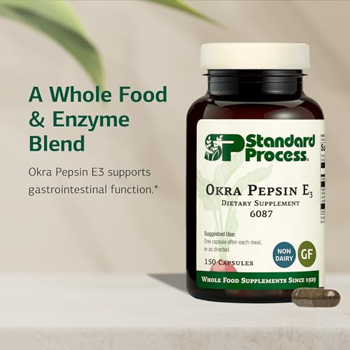 Standard Process Okra Pepsin E3 - Gastrointestinal & Gut Health Supplement - Supports Protein Digestion & Regular Digestive Function - Gluten-Free, Non-Dairy & Non-Soy - 150 Capsules - Thumbnail 3