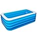 Produktbild XM&LZ Transparent 4-Ring Planschbecken,Extra Groß Aufblasbarer Familienpool Mit Pumpe,PVC Schwimmbad Fast Set Pool,Tragbar Kiddie Pool Blau 305x180x75cm