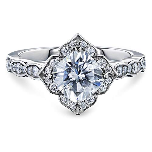 Kobelli 1 1/3 CTW Cushion Moissanite (G-H) Floral Halo Engagement Ring - Multiple Gold Options4