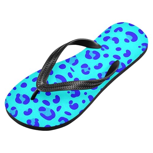 Women Beach Summer Casual Flip Flop Leopard BlueQuick Dry Sandals Slipper for Men A2301233