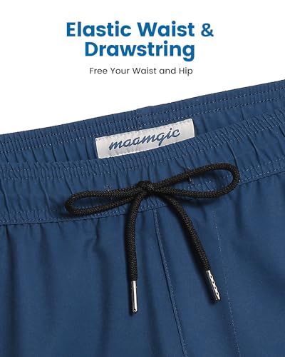 Image of maamgic Mens Swim Trunks with Compression Liner 5 Inch, Quick Dry Bathing Suit with Zipper Pockets, No-Chafing Swim Shorts