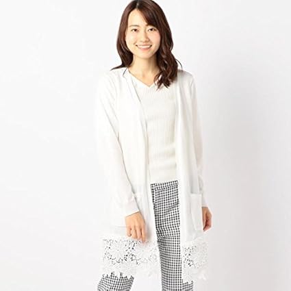 Amazon ミッシュ マッシュ Misch Masch 裾レースロングカーディガン シロ M カーディガン ボレロ 通販