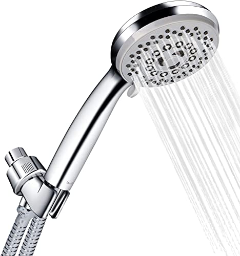 HOFNIE Filtered Shower Head with Handheld, Shower Heads High Pressure 5 Spray Modes, 3 Stage Hard Water Shower Filter with Stainless Steel Hose, Adjective Bracket, Water Softener Shower Head Filters