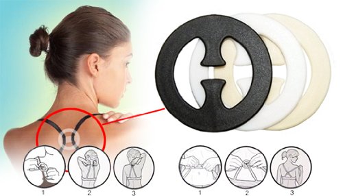 1 par de Clips Redondos para Sujetador, para Poder Llevar Camisetas Estilo Nadador, 1 x Negro, 1 x Transparente Cover