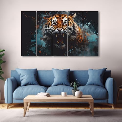 Image of The Castle Decor Lion Abstract Painting With Frame 5 Big Size (36x60) wall Art for Living Room,bedroom,drawing Room,hotels-digital Painting