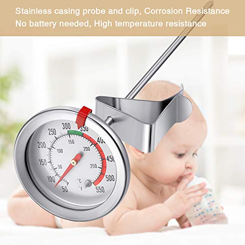 2 Pieces Stainless Steel Thermometer Immediate Read 2 Inch Dial Thermometer 7.8 Or 11.8 Inch Long Stem Fry Thermometer With Metal Retaining Clip And 2 Pieces Plastic Sleeves (7.8 And 11.8 Inch) #TOP2