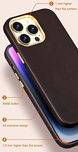 Funda para iPhone 14 en cuero rojo premium con protección anticaídas 5
