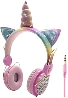 Fone de Ouvido Infantil Rosa Unicórnio Fone de Ouvido com Fio Headphone Infantil de Unicórnio Rosa (ROSA)