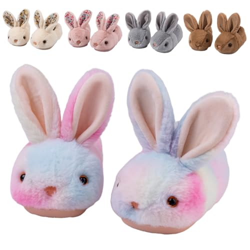 Fadezar Toddler Rabbit Winter Slippers - Soft Plush Indoor Bunny Slippers for Girls & Boys Blue Purple 11.5-12 little kid CN 190