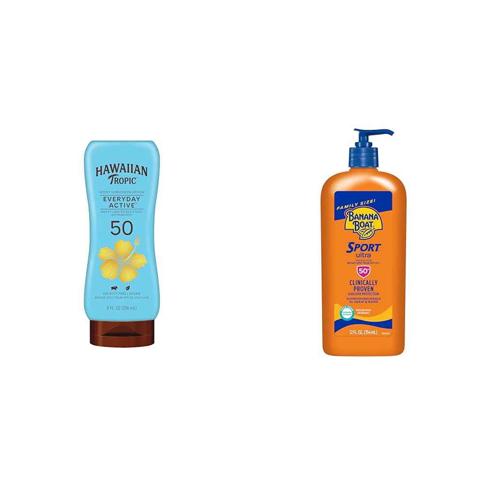 Hawaiian Tropic and Banana Boat Sunscreen Lotions SPF 50, 8oz and 12oz