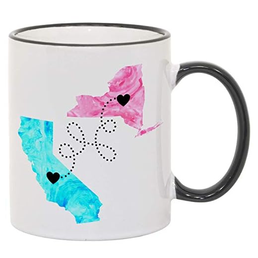 Custom Quote Long Distance State Mug, Hearts over Cities, 11oz or 15oz